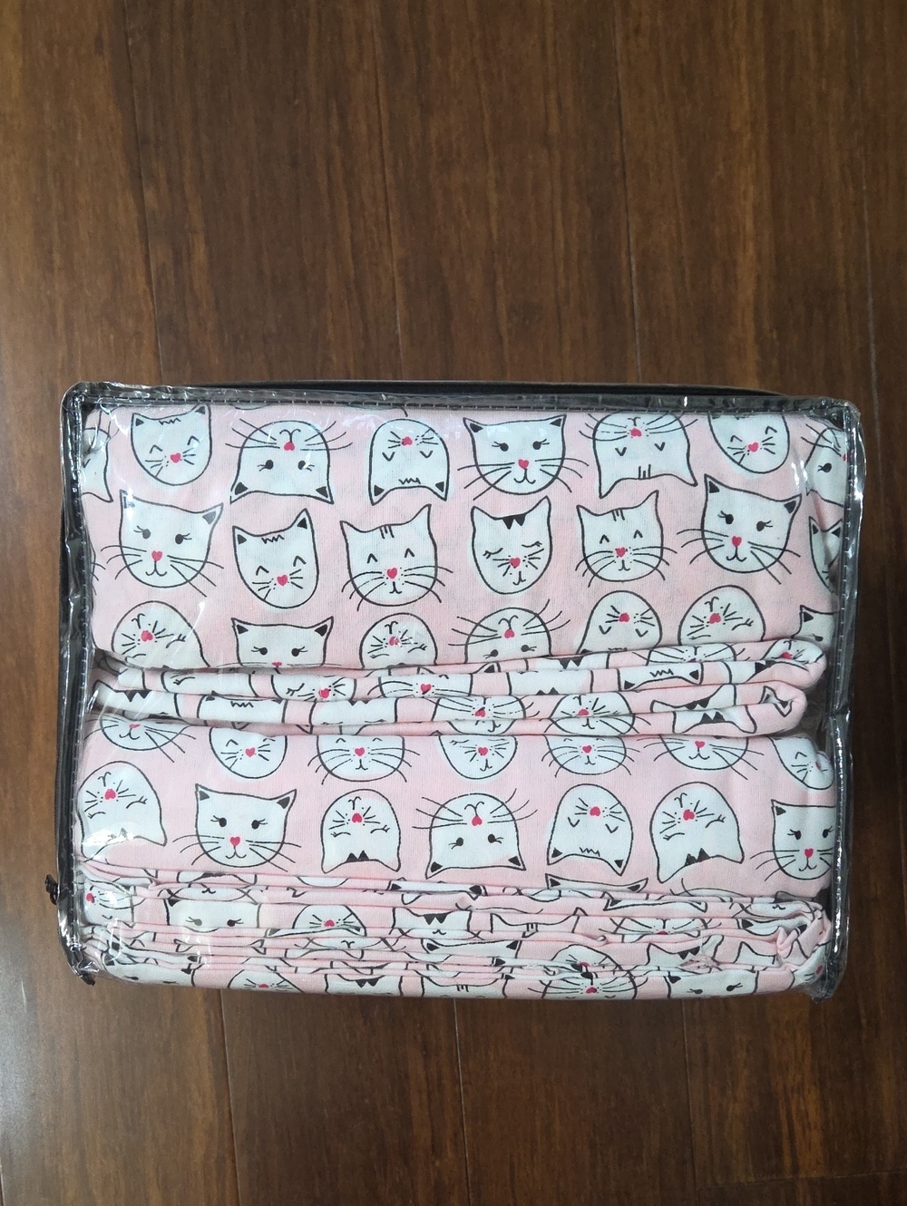KING CUDDL DUDS CUTE PINK CAT FACES 6 P FLANNEL SHEET SET WARM LAYERS - Picture 3 of 3